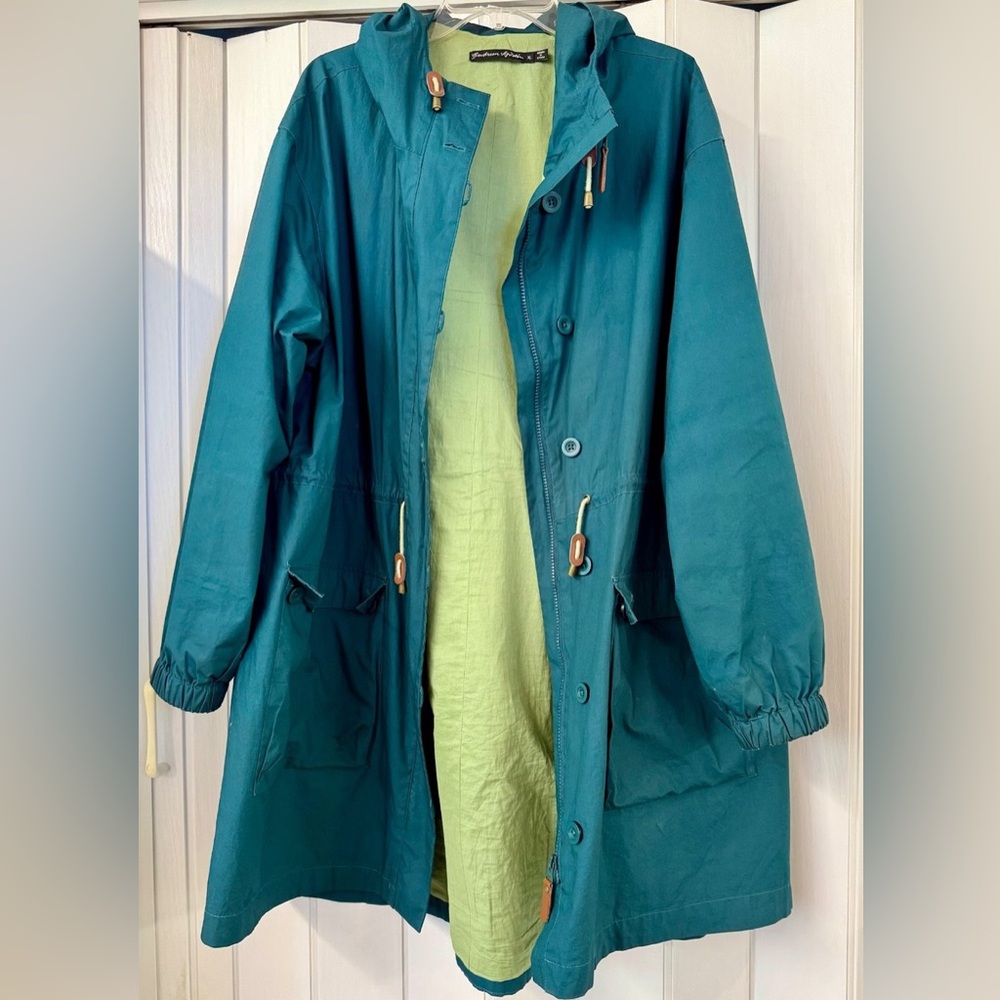 Gudrun Sjoden Jacket windbreaker rain anorak teal blue-green NWT plus XXL 2X 3X